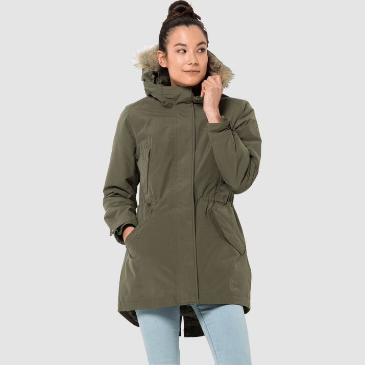 Parka Jack Wolfskin Wildwood Mujer Verdes Oscuro Mexico-1463281